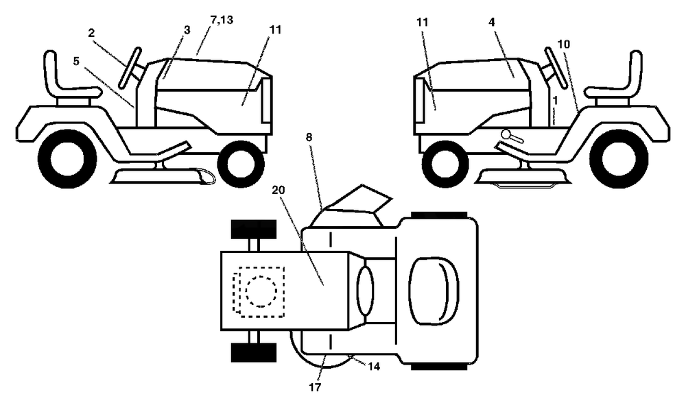 Decals Diagram and Parts List for YTH2248 (954571977-A)(2004-06) Husqvarna Lawn Tractor