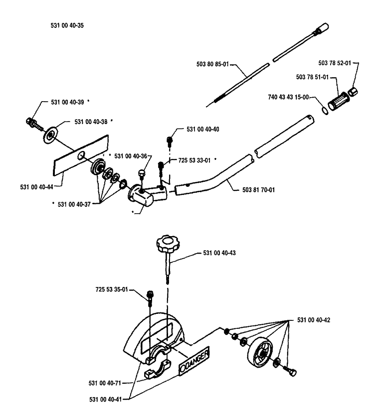 General Assembly Diagram and Parts List for 240RBD 1995-03 Husqvarna Edger