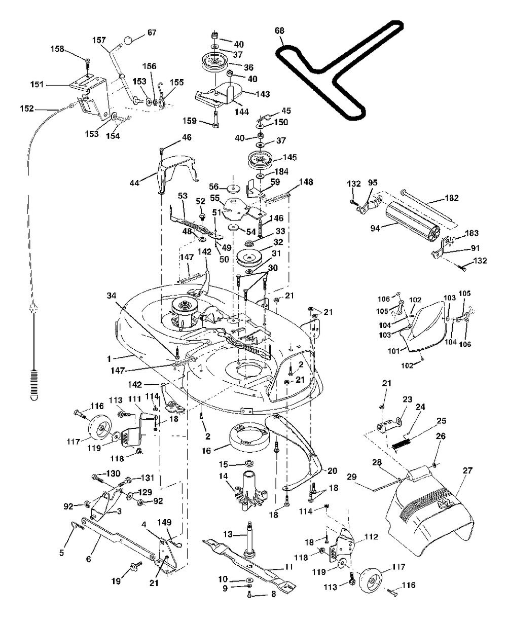 Mower Deck Diagram and Parts List for YTH1842 (954569790-B)(2002-12) Husqvarna Lawn Tractor