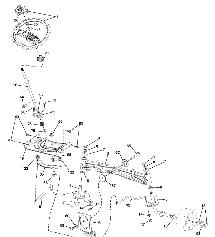 Steering Diagram and Parts List for TC238TX (96051019200)(2019-06) Husqvarna Lawn Tractor
