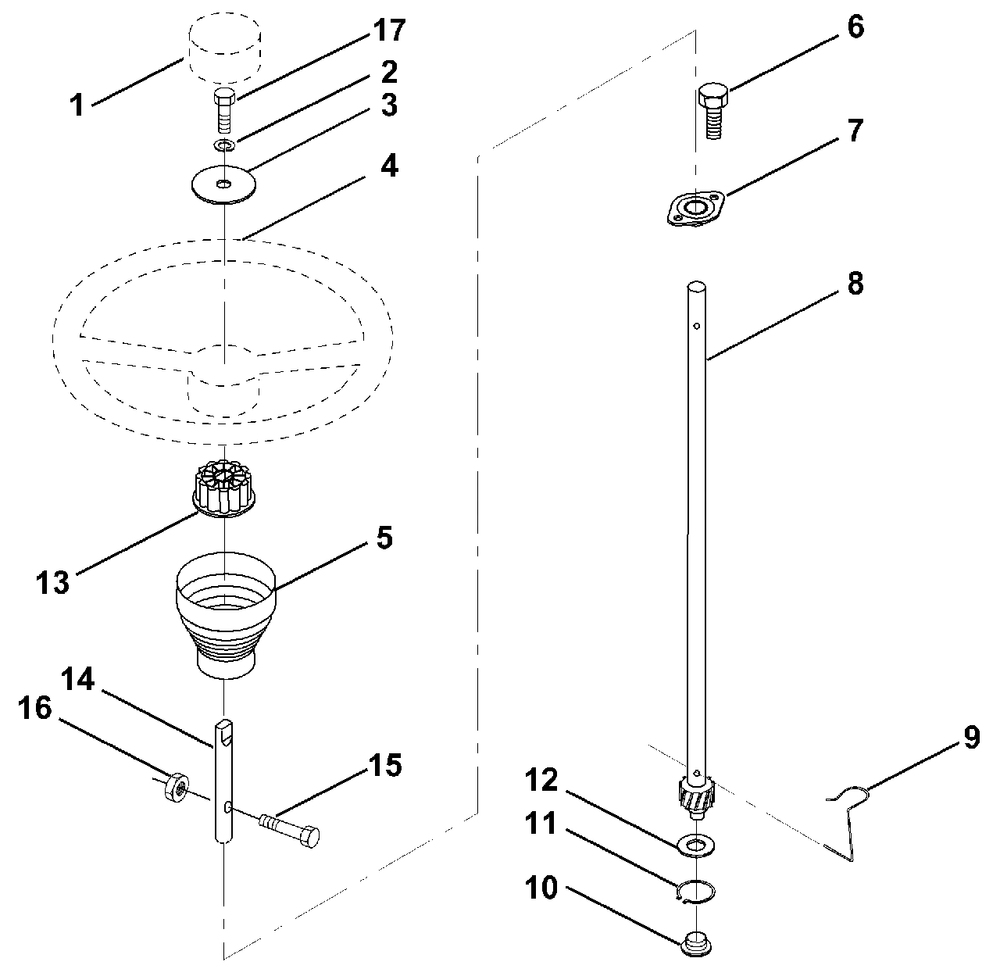 Steering Wheel Diagram and Parts List for LR121 (954140001-A)(1996-08) Husqvarna Lawn Tractor