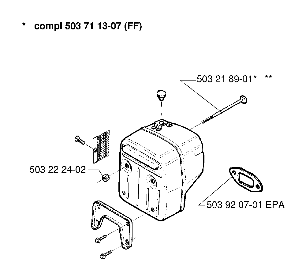 Muffler Diagram and Parts List for 394XPEPA 19980900001 Husqvarna Chainsaw