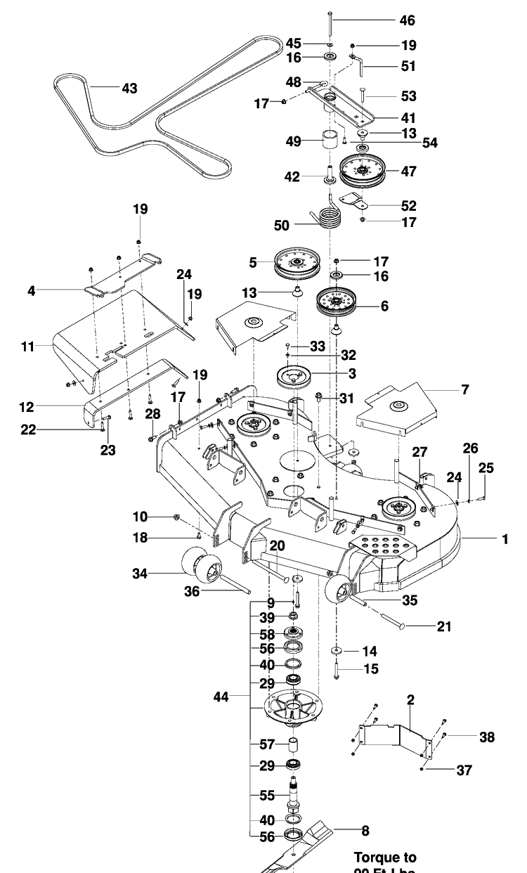 54 Inch Deck Diagram and Parts List for PZ6034FX (966516801)(2009-09) Husqvarna Lawn Mower