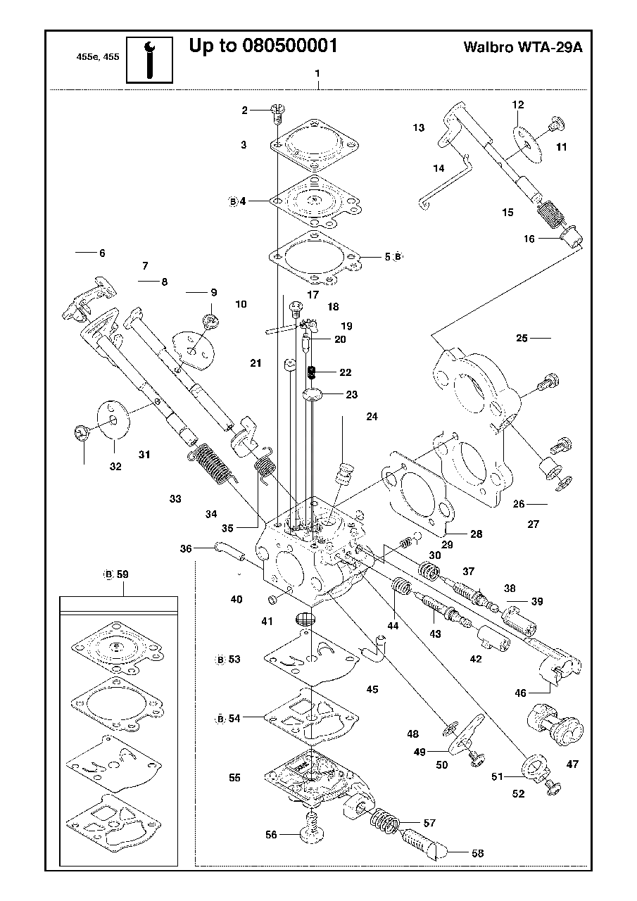 Service Update Diagram and Parts List for 455ERANCHER 2009-10 Husqvarna Chainsaw