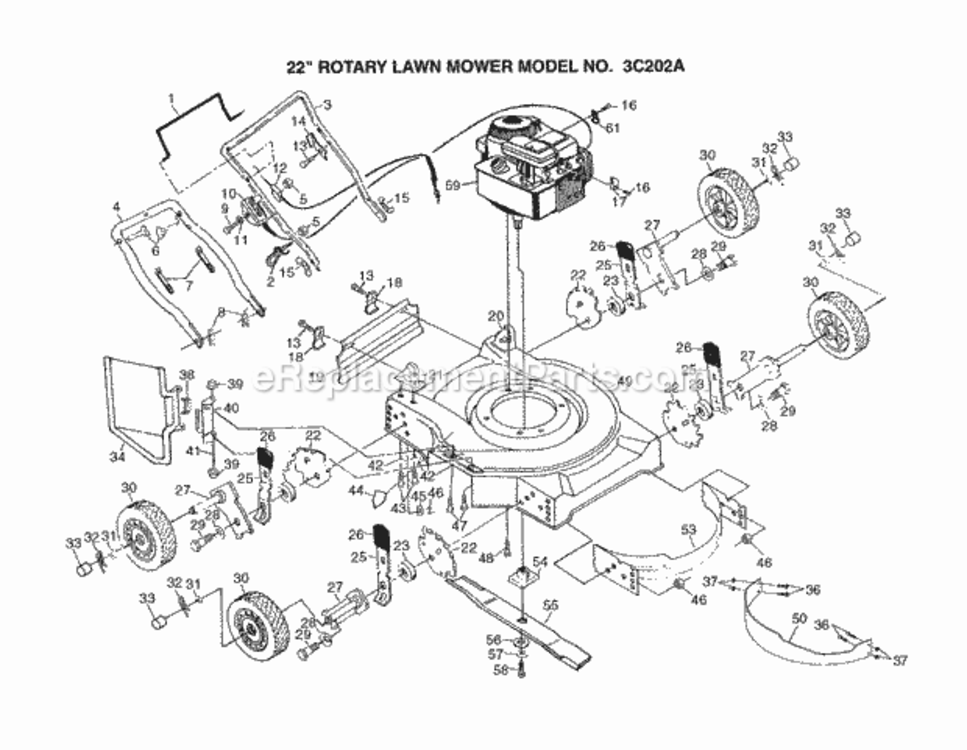 Page A Diagram and Parts List for 3C202A 1999 And Before Husqvarna Lawn Mower