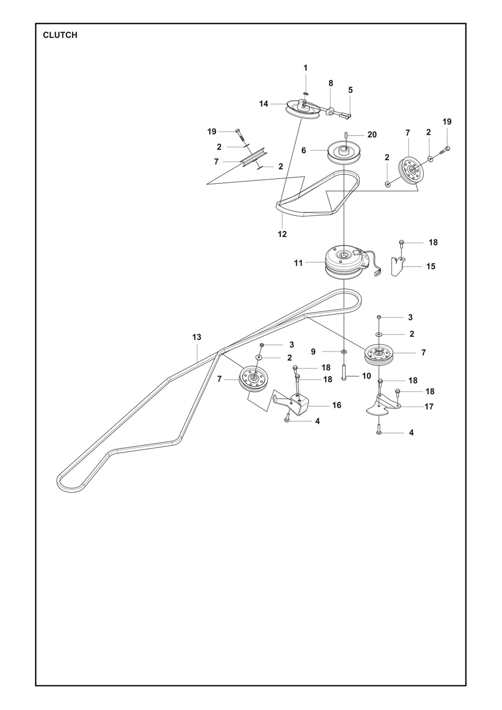 Clutch Diagram and Parts List for P524XREFI  Husqvarna Lawn Tractor