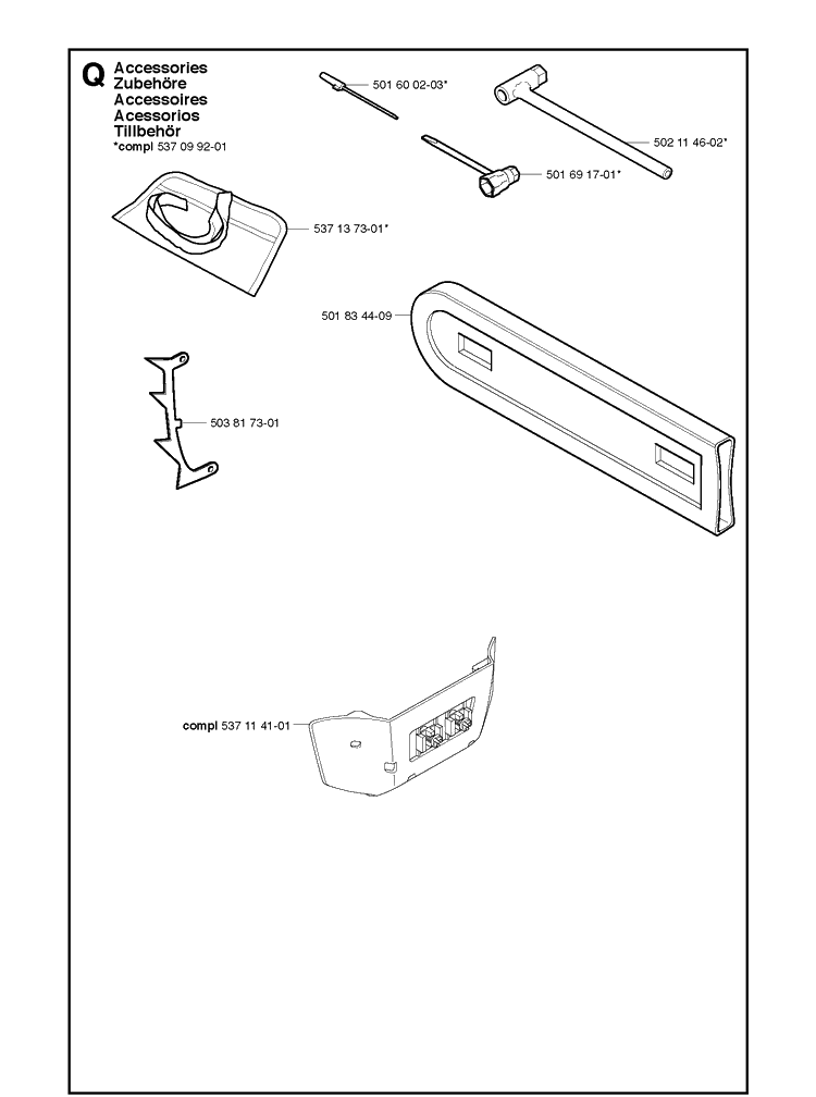 Accessories Diagram and Parts List for 336 20034000001-20040100000 Husqvarna Chainsaw