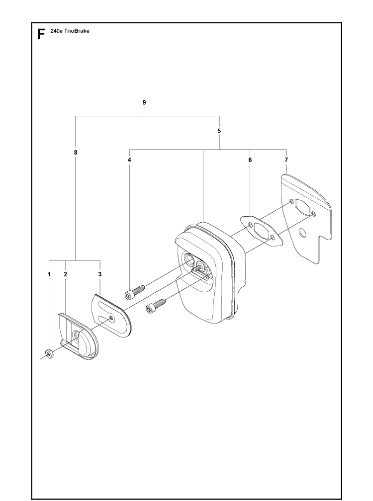 Muffler Diagram and Parts List for 240E (TRIOBRAKE)(20100100001-20102300000) Husqvarna Chainsaw