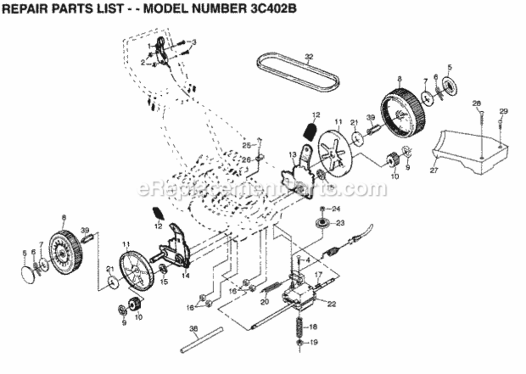 Page C Diagram and Parts List for 3C402B 1999 And Before Husqvarna Lawn Mower