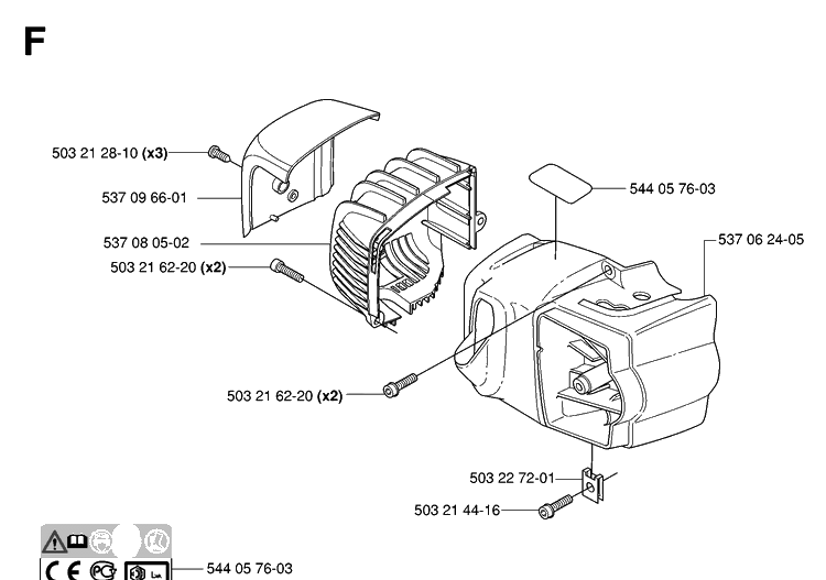 Cover Diagram and Parts List for 325HD75 (X-SERIES)(20062300001-20081400000) Husqvarna Hedge Trimmer