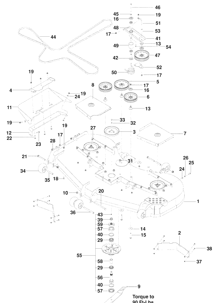 72 Inch Deck Diagram and Parts List for PZ6034FX (966516801)(2009-09) Husqvarna Lawn Mower