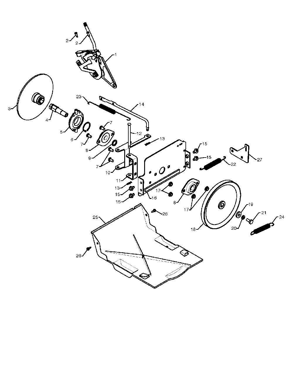 Drive Diagram and Parts List for 1830SB96193006501 2010-08 Husqvarna Snow Blower
