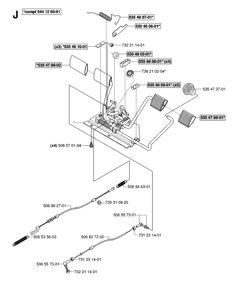 Pedals Diagram and Parts List for R16 (953521401)(2006-01) Husqvarna Lawn Tractor