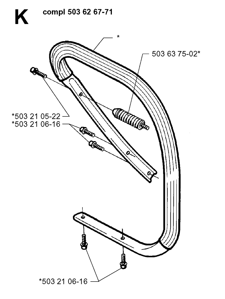 Handle 2 Diagram and Parts List for 371XP 19960900001-19963500000 Husqvarna Chainsaw