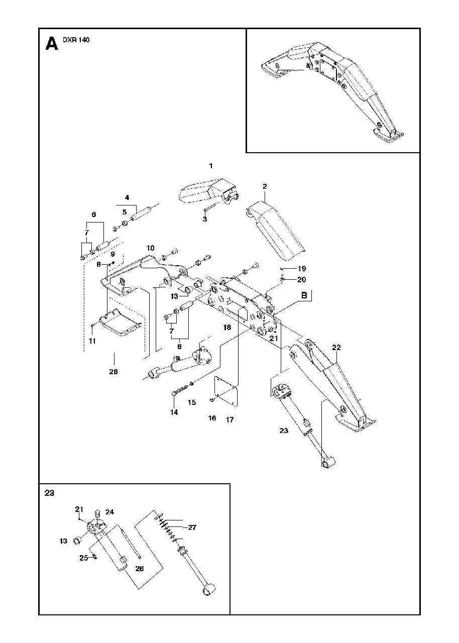 Support Legs Diagram and Parts List for DXR140 (1 & Above)(2013-08) Husqvarna Demolition Hammer