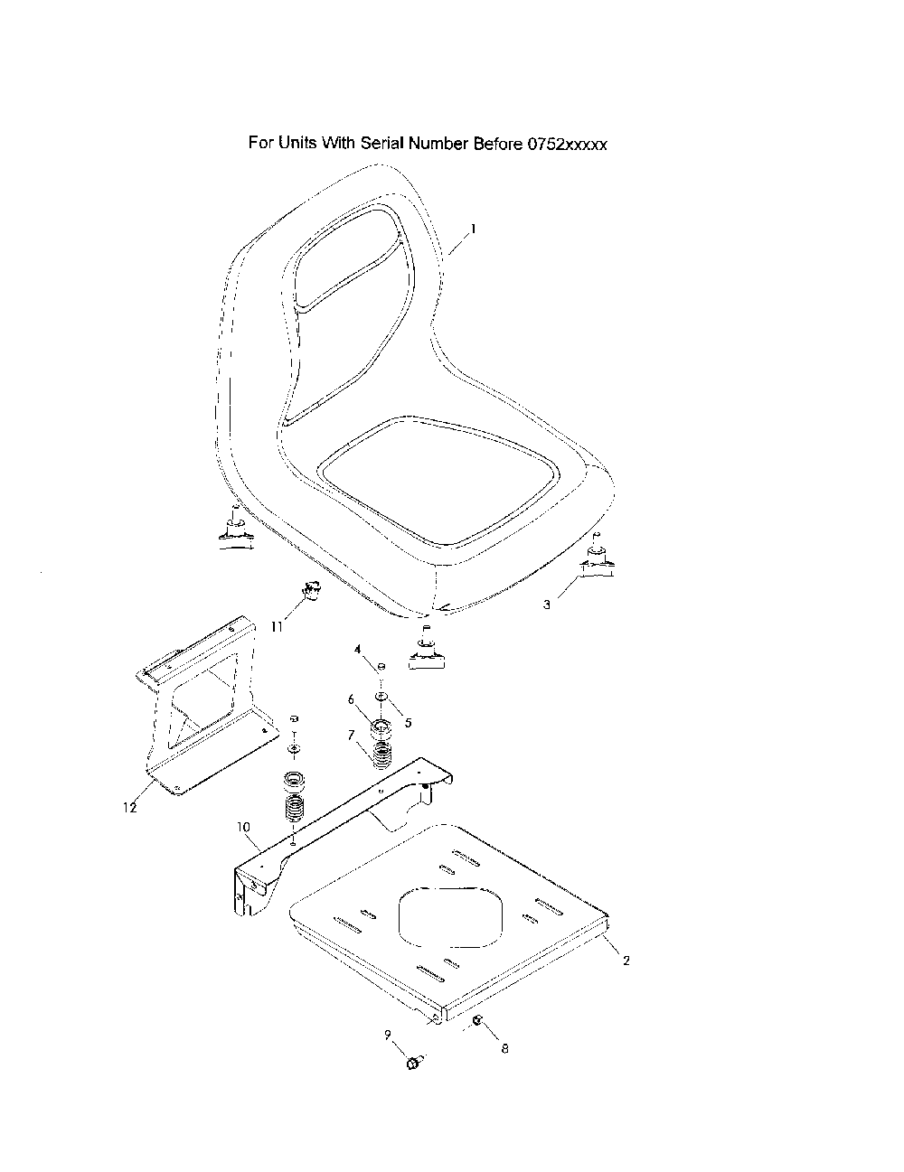 Seat Diagram and Parts List for 968999685  Husqvarna Lawn Mower