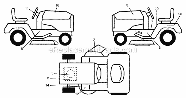 Decals Diagram and Parts List for WET1742STB 2004 Husqvarna Lawn Tractor