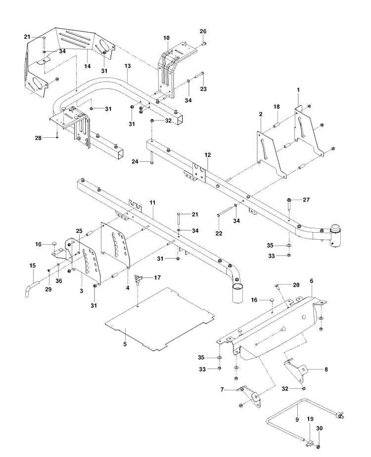 Frame Diagram and Parts List for RZ4623 (96700980201)(2015-05) Husqvarna Lawn Mower