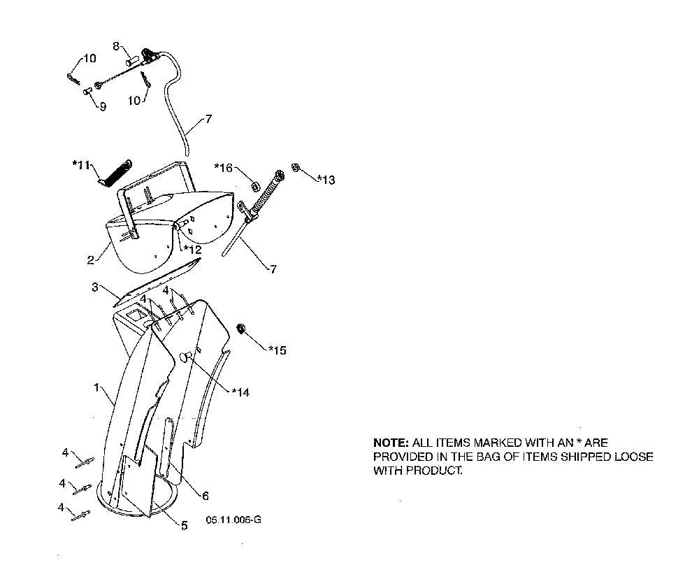 Chute weldment/deflector assy Diagram and Parts List for 96193009705  Husqvarna Snow Blower