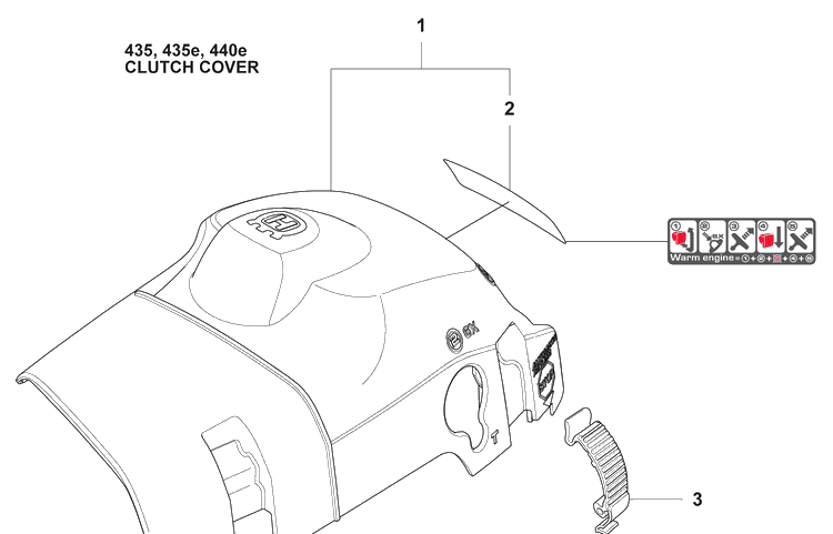 Clutch Cover Diagram and Parts List for 440E 2009-02 Husqvarna Chainsaw