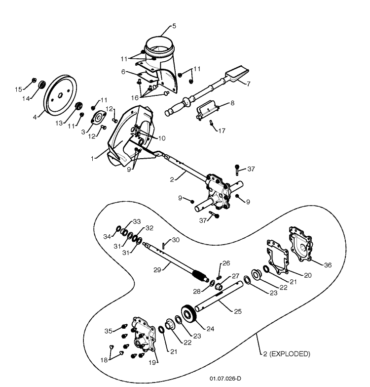 Auger Housing And Impeller Diagram and Parts List for 14527XLS (96193006101)(2010-08) Husqvarna Snow Blower