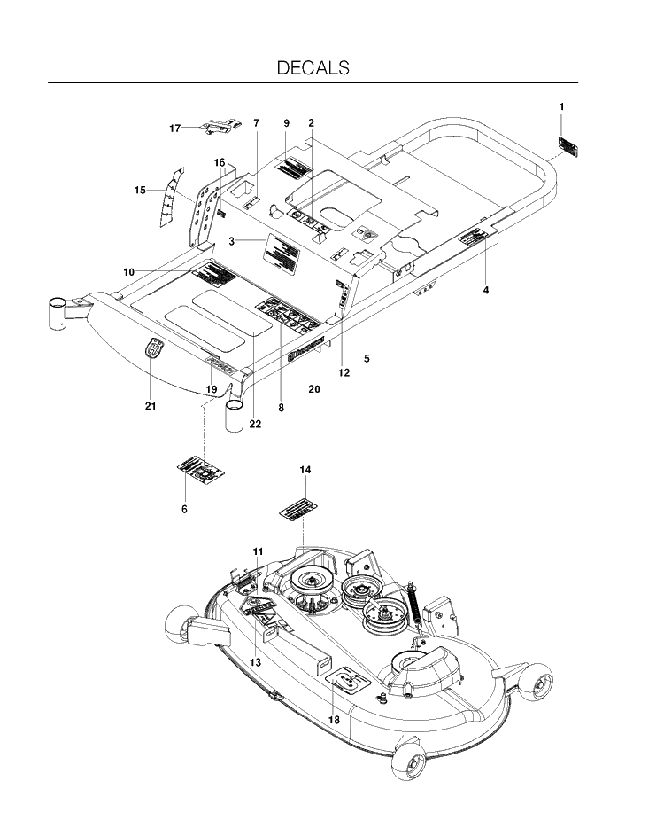Decals Diagram and Parts List for RZ4623 (966764501)(2011-03) Husqvarna Lawn Mower