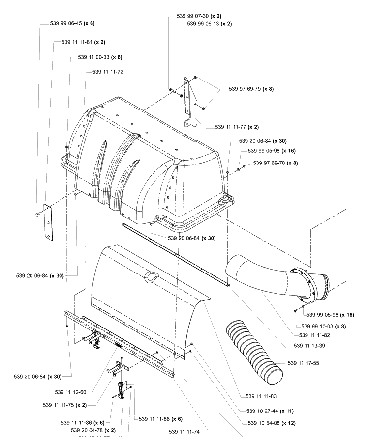 Accessory Collection Hood Diagram and Parts List for LZ5227TXPKOA (968999309)(2006-02) Husqvarna Lawn Mower