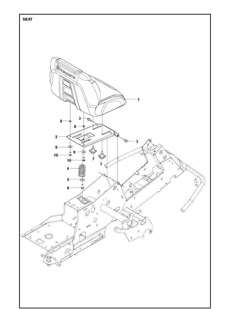 Seat Diagram and Parts List for R216T AWD Husqvarna Lawn Mower