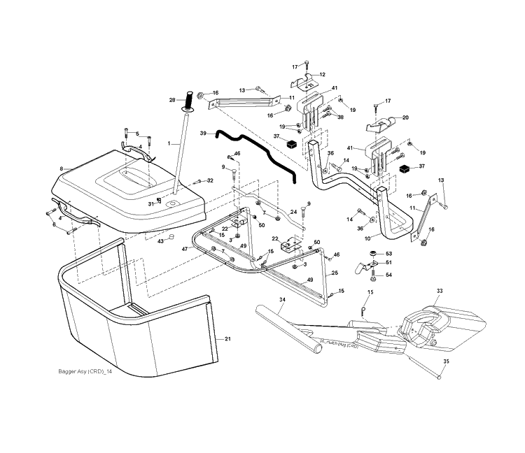 Bagger Diagram and Parts List for CTH150 (96061018202)(2007-09) Husqvarna Lawn Tractor
