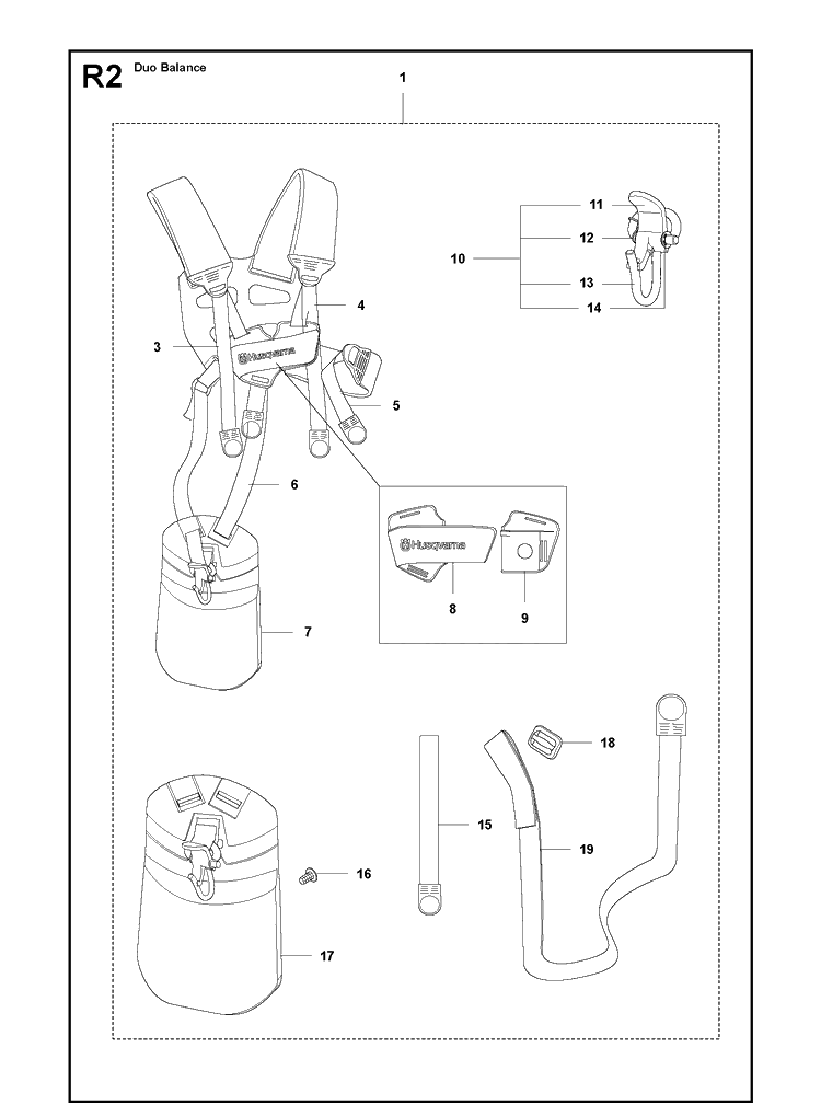 Harness Diagram and Parts List for 524R 2020-11 Husqvarna Brush Cutter
