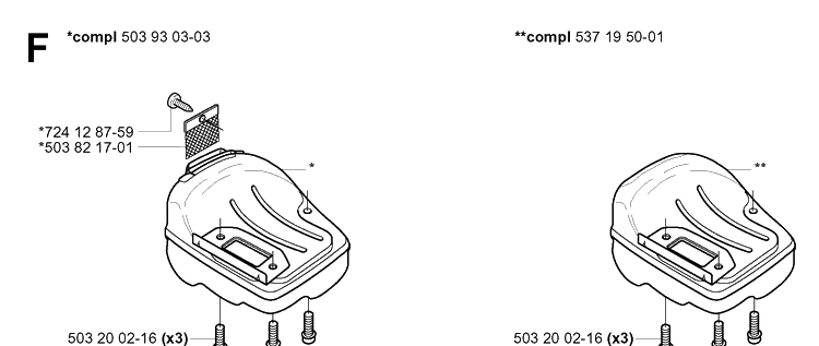 Muffler Diagram and Parts List for 334T 20040100001-20051000000 Husqvarna Chainsaw