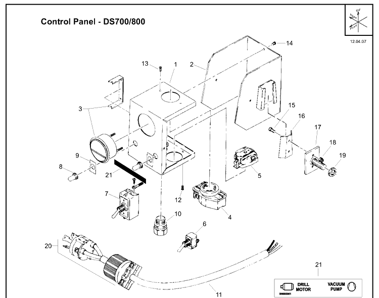 Control Panel Diagram and Parts List for DS700 (504625401)(2007-12) Husqvarna Lawn Tractor Accessories