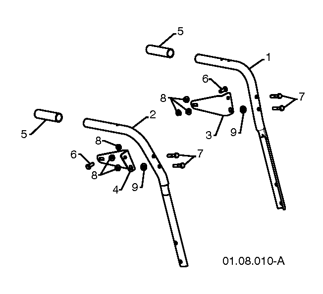 Handle Diagram and Parts List for 12527SB96193005600 2010-07 Husqvarna Snow Blower