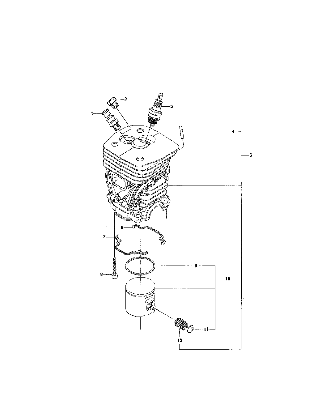 Cylinder piston Diagram and Parts List for 965030298  Husqvarna Chainsaw