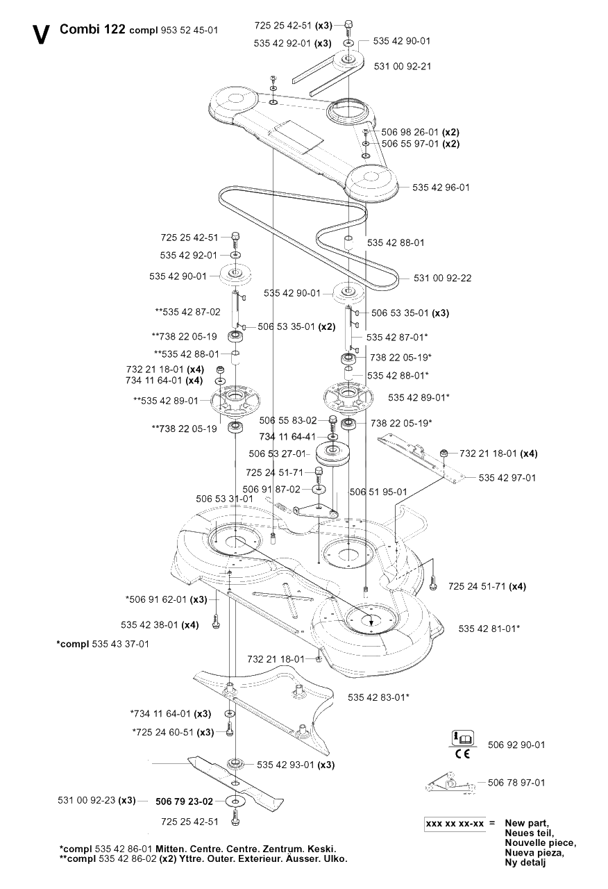 48-Inch/122cm Cutting Deck Diagram and Parts List for PF18 (953522401)(2004-06) Husqvarna Lawn Tractor