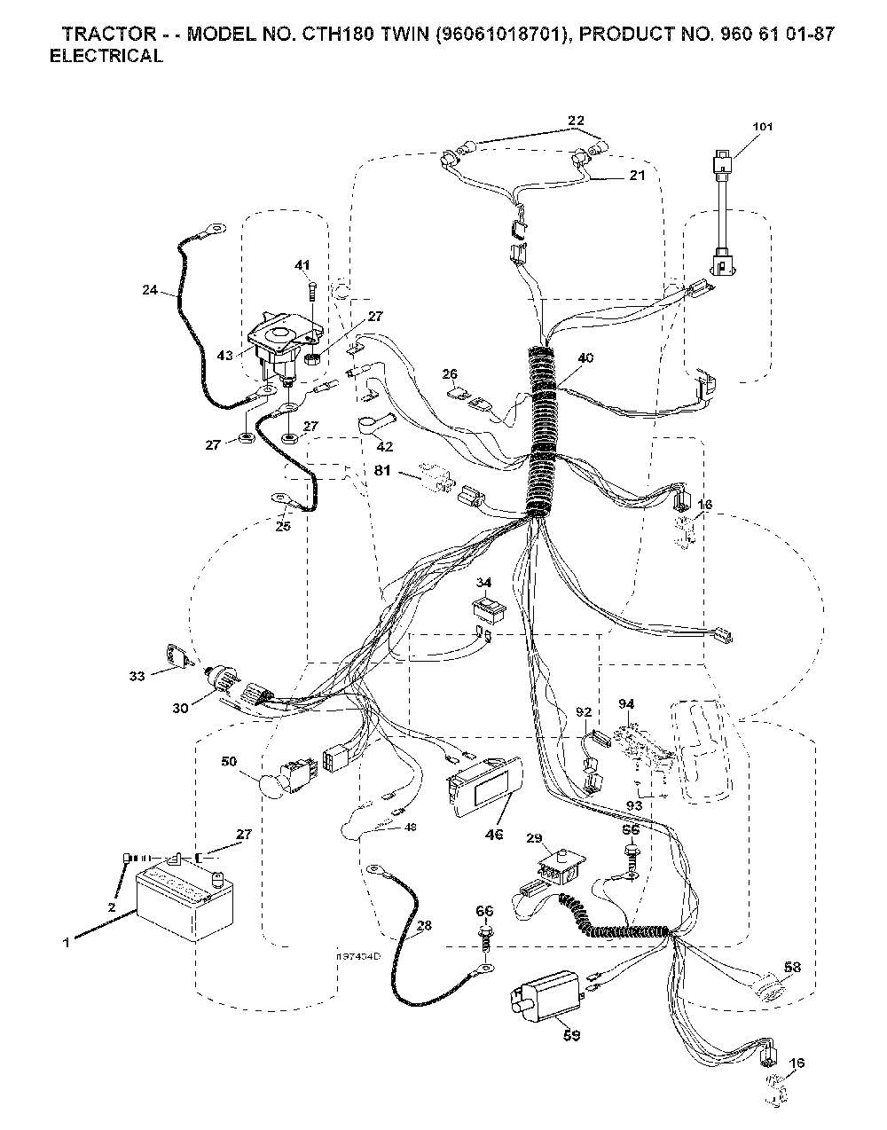 Electrical Diagram and Parts List for CTH180TWIN (96061018701)(2007-05) Husqvarna Lawn Tractor
