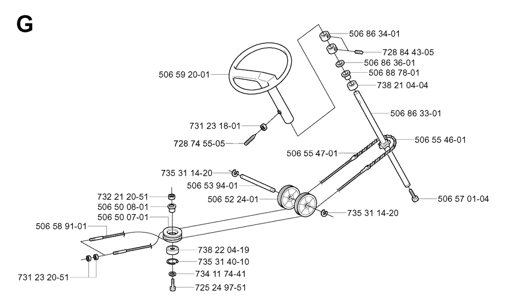 Steering 2 Diagram and Parts List for R155 (953533805)(2005-01) Husqvarna Lawn Tractor