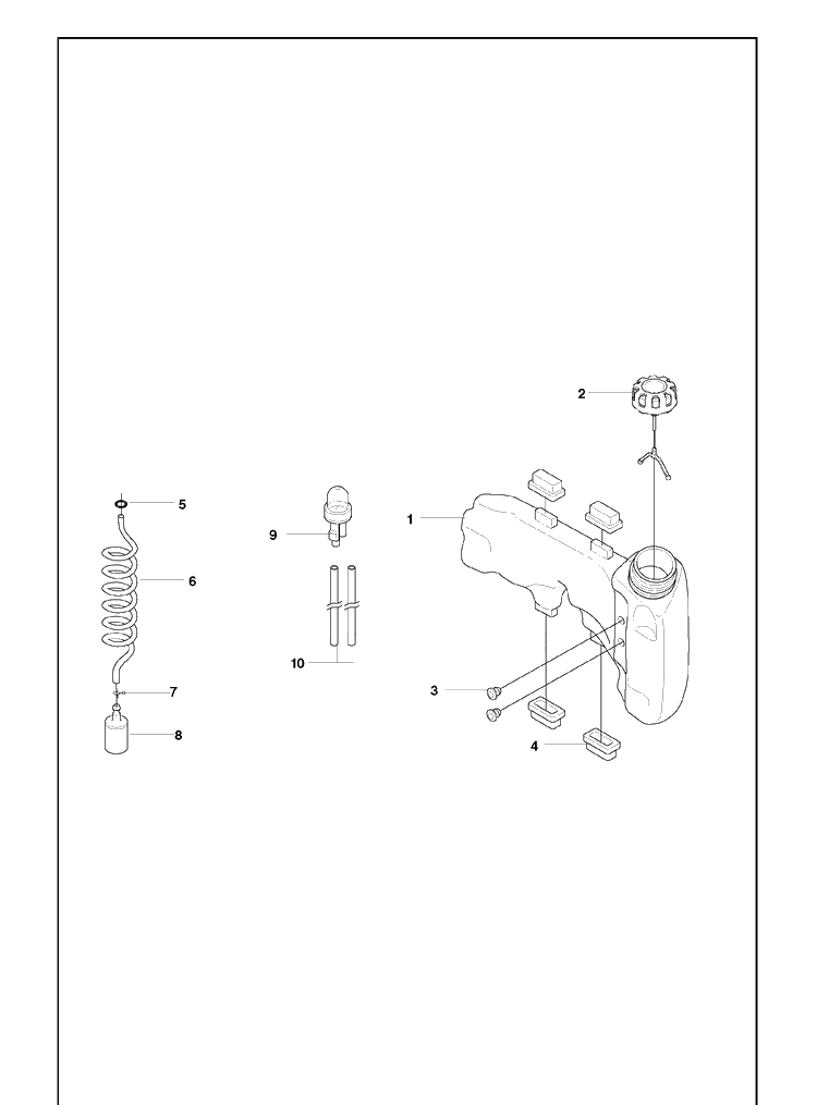 Fuel Tank Diagram and Parts List for 323HD60 2009-02 Husqvarna Hedge Trimmer