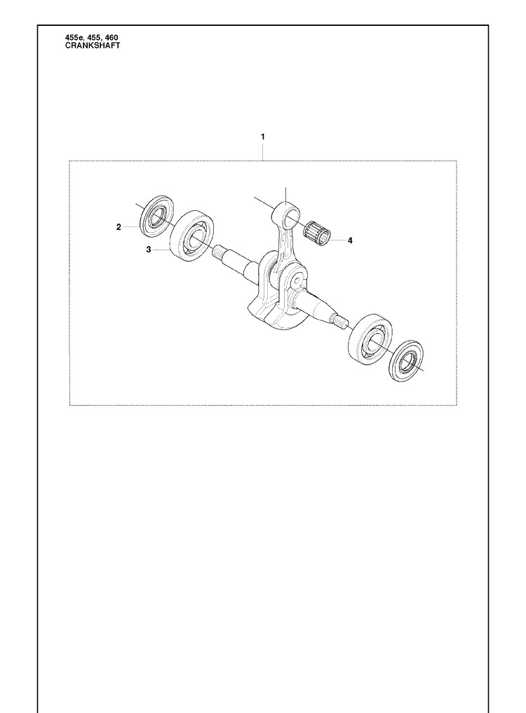 Crankshaft Diagram and Parts List for 455E 2009-10 Husqvarna Chainsaw