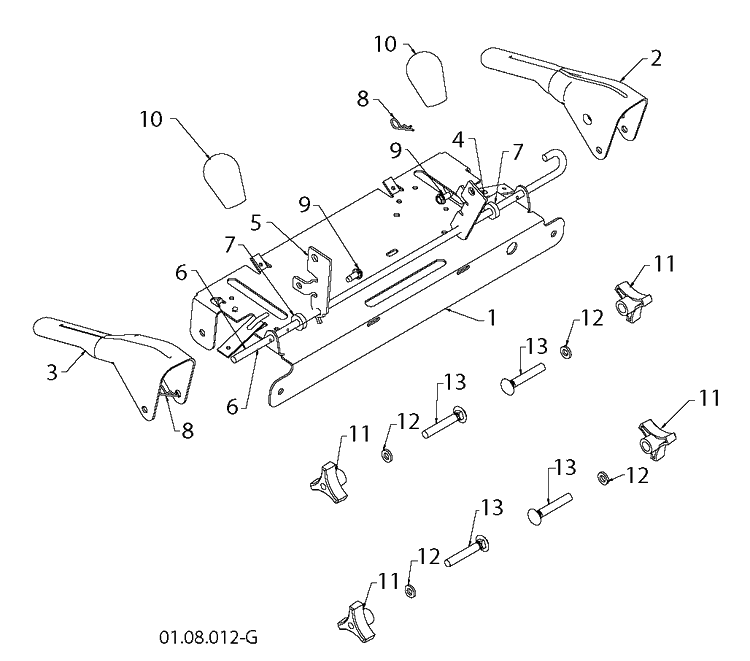 Handle And Controls 3 Diagram and Parts List for 1830HV (96193007306)(2013-08) Husqvarna Snow Blower
