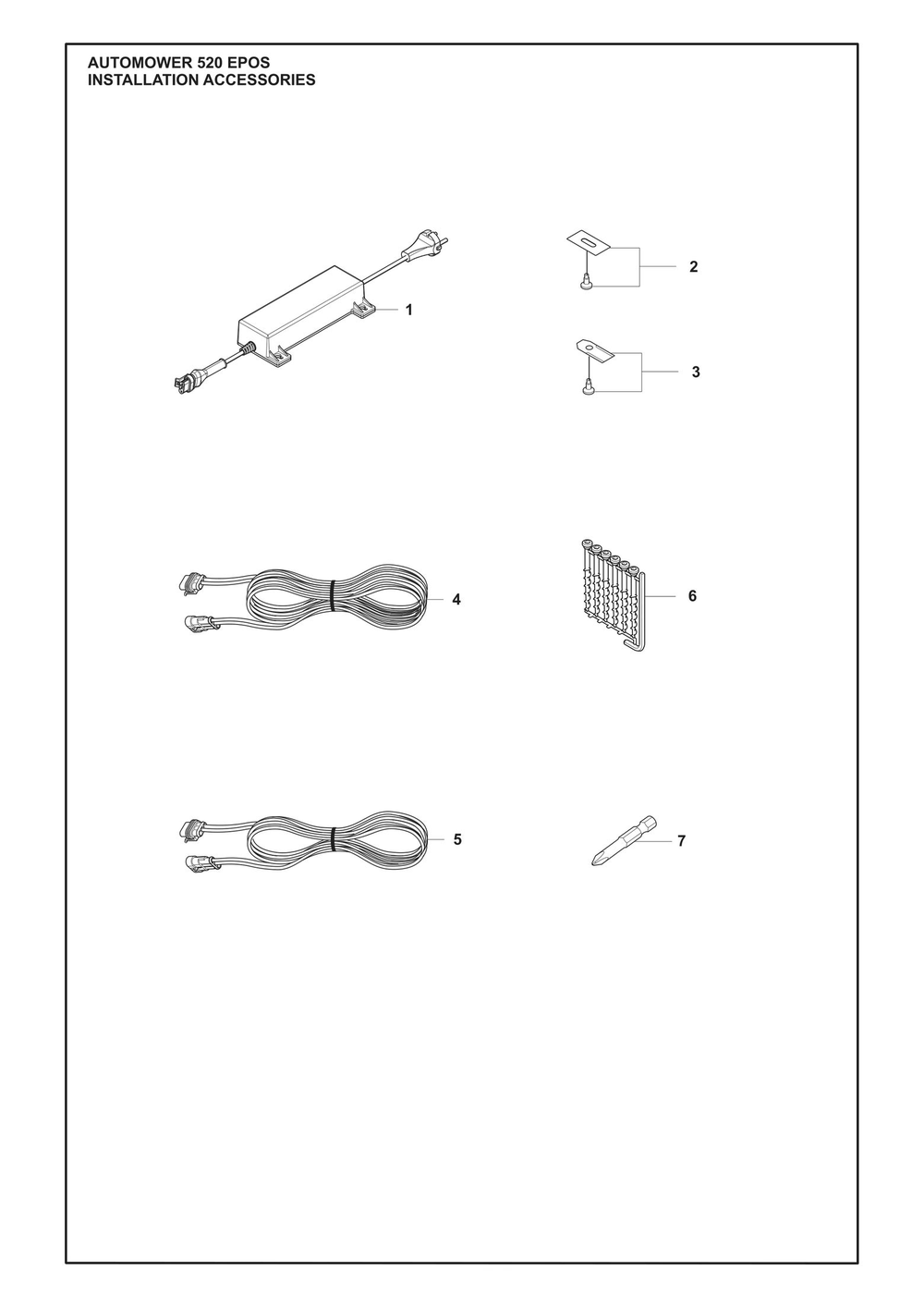 Installation Accessories Diagram and Parts List for 520EPOS  Husqvarna Lawn Mower