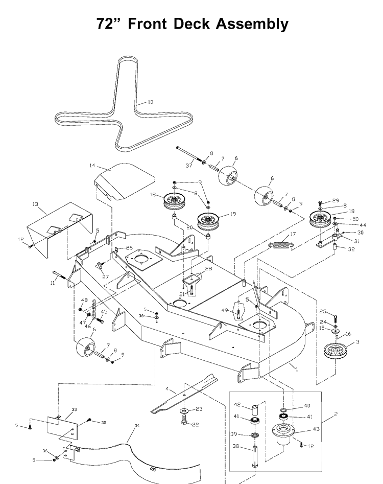 72 Inch/183cm Cutting Deck Diagram and Parts List for ZTH6123 (968999203)(2002-10) Husqvarna Lawn Mower