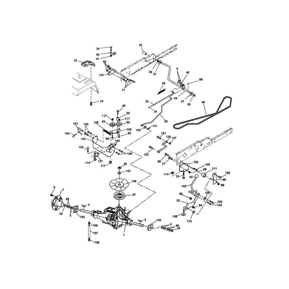 Ground Drive Diagram and Parts List for 917279040  Husqvarna Lawn Tractor