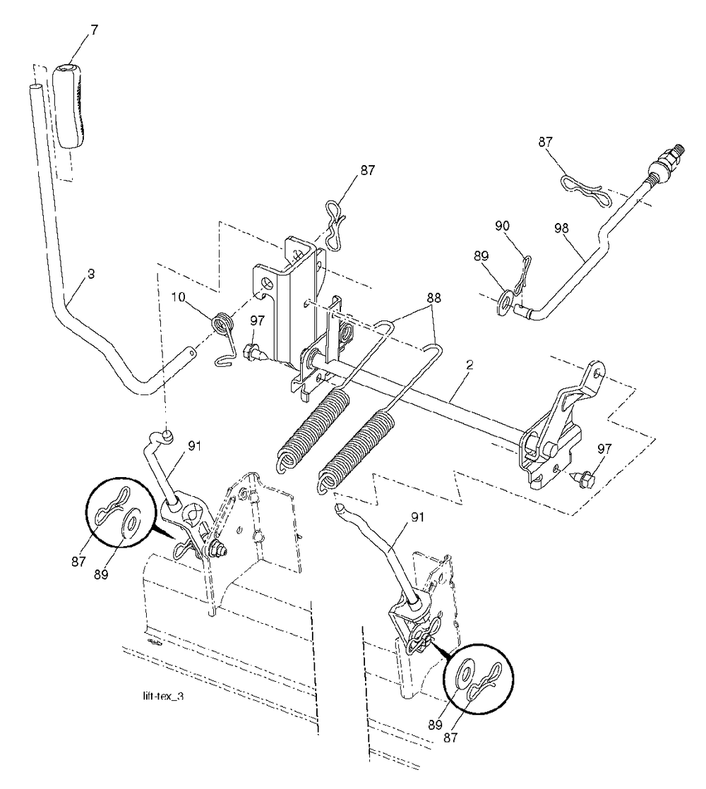 Mower Lift / Deck Lift Diagram and Parts List for YTH2348 (917240443)(2012-11) Husqvarna Lawn Tractor