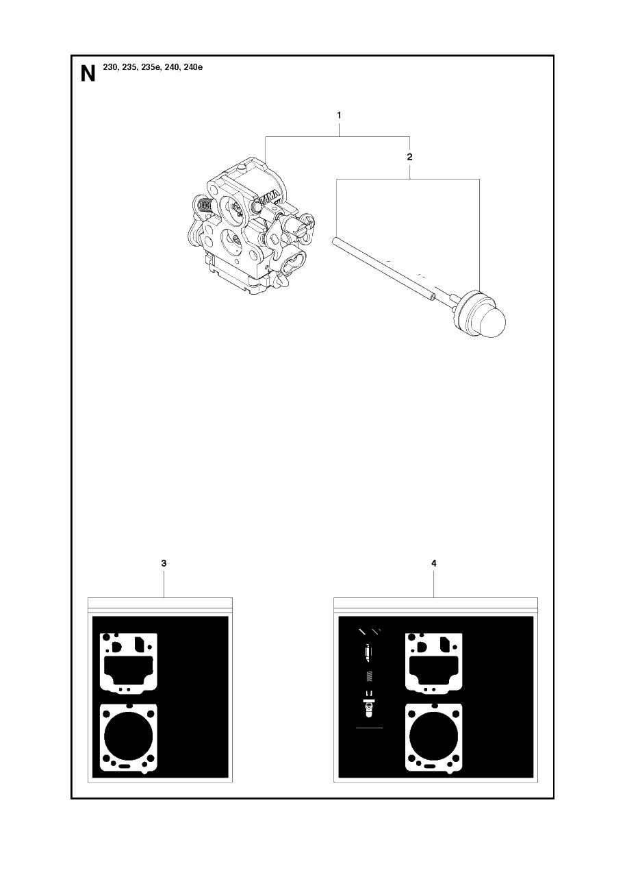 Carburetor Details Diagram and Parts List for 125LDX 2010-06 Husqvarna Trimmer