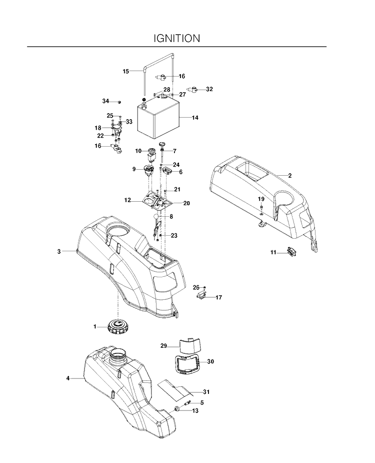 Ignition System Diagram and Parts List for EZ4824BF (966495801)(2010-05) Husqvarna Lawn Mower
