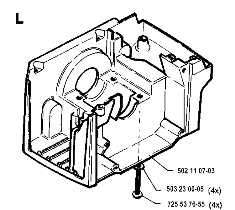 Crankcase Diagram and Parts List for 245RX 19941400001-19962200000 Husqvarna Brush Cutter