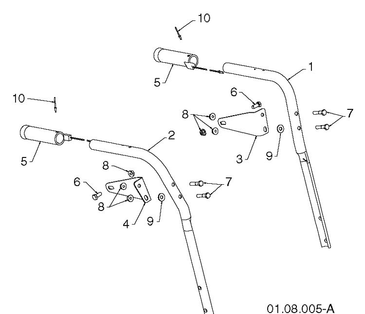 Handle 3 Diagram and Parts List for ST2109E (96191004005)(2012-06) Husqvarna Snow Blower
