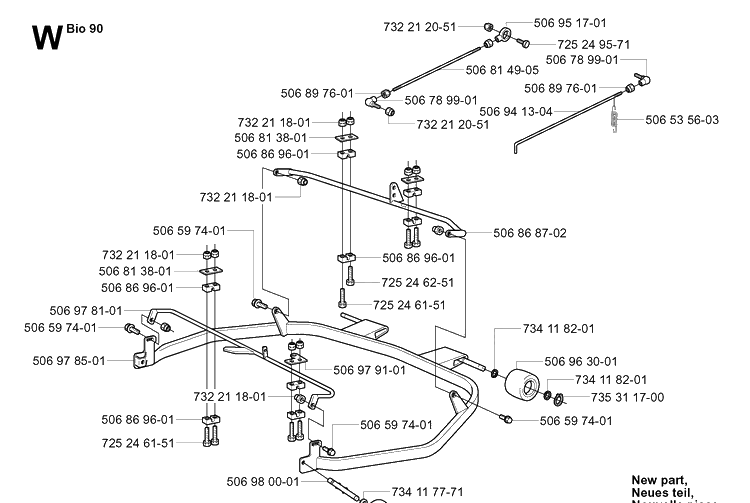 Protection Frame 3 Diagram and Parts List for PR18 (953521901)(2004-01) Husqvarna Lawn Mower