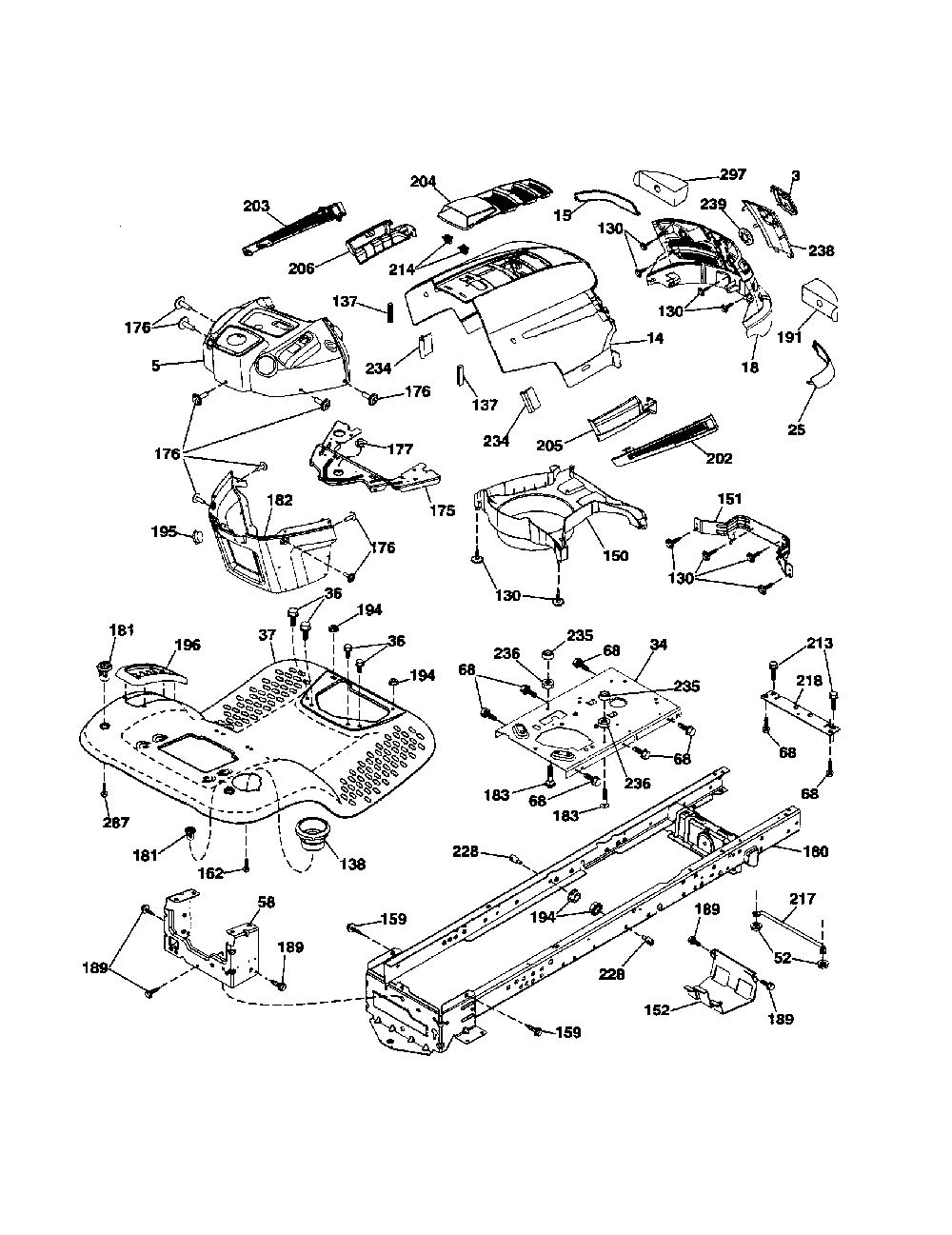 Chassis Diagram and Parts List for 917289600  Husqvarna Lawn Tractor
